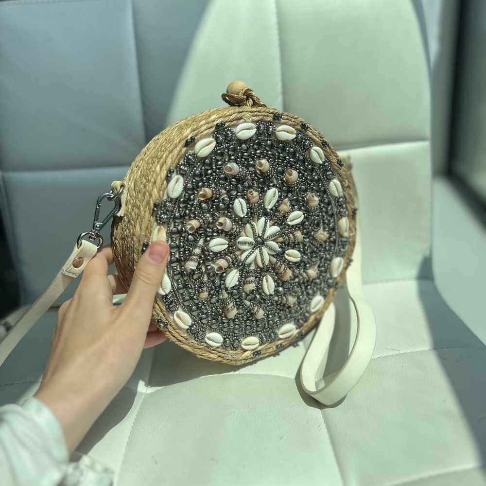 Zara Tan and Cream Crossbody Bag with Elegant Design